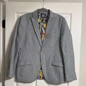 Men's Gray Blazer with Vibrant Lining